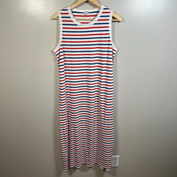 Kule Tank Midi Dress Size Medium Stripes 4th of July Patriotic Comfy Sleeveless - Picture 1 of 11